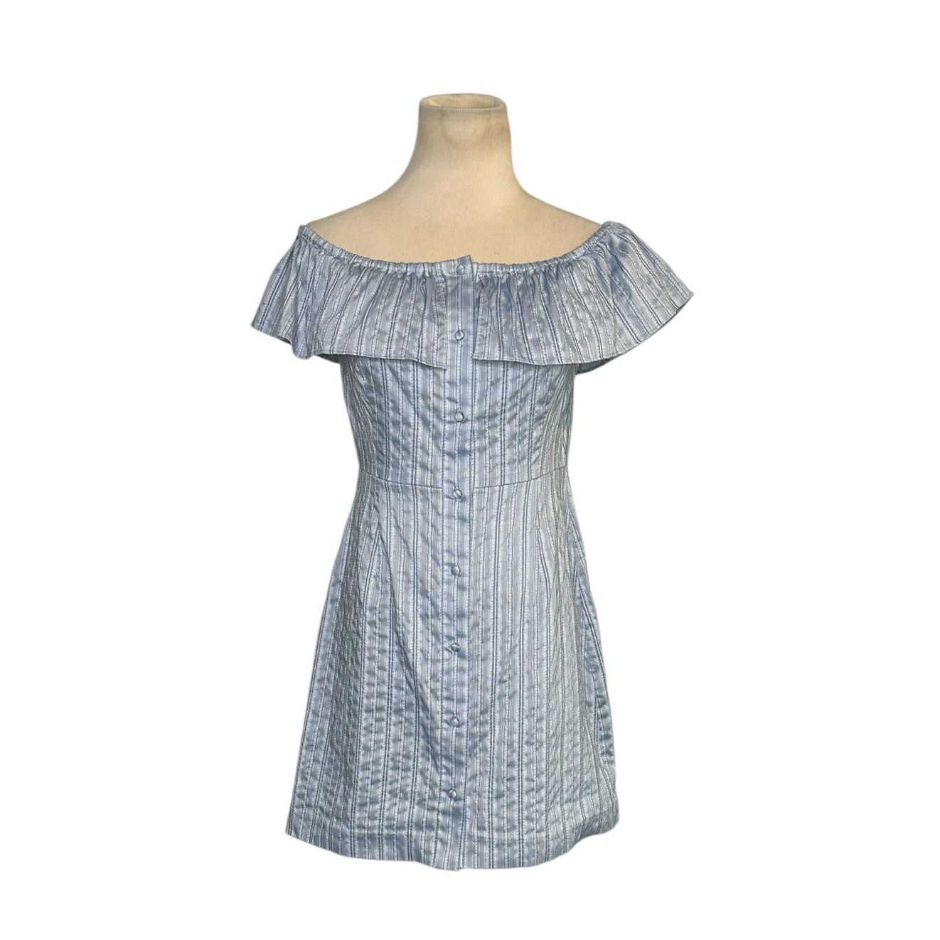INTERMIX Intermix Ella Off the Shoulder Mini Striped Dress Size Small Size S / US 4 / IT 40 - 5 Thumbnail