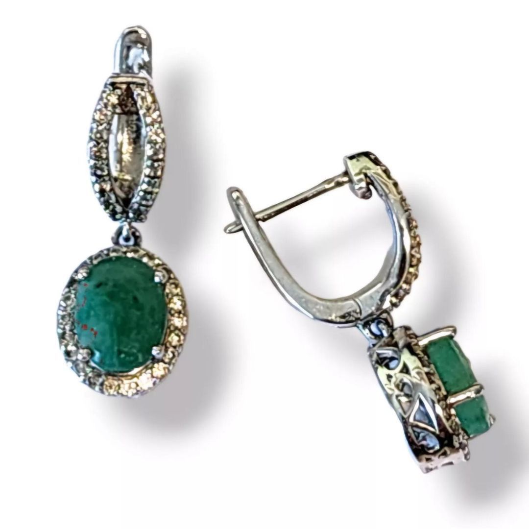 Other Green Sakota Emerald 925 Sterling Silver Drop Earrings Size ONE SIZE - 2 Thumbnail