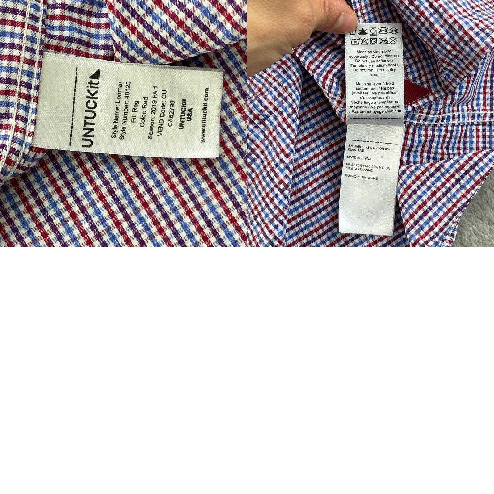 UNTUCKit UNTUCKit Performance Shirt XL Multi Gingham Check Long Sleeve Casual Office Prep Shirt Men's XL Multicolor Check-Nylon Spandex Button-Down Size US XL / EU 56 / 4 - 8 Thumbnail