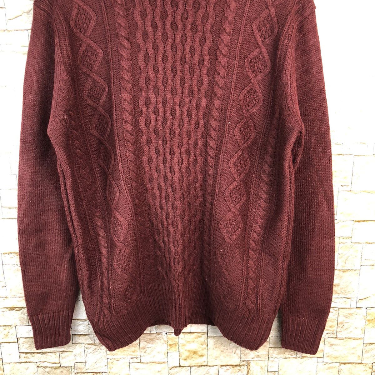 Aran Isles Knitwear × Homespun Knitwear × Japanese Brand GU Maroon Knitwear #A1192 Size US L / EU 52-54 / 3 - 6 Thumbnail