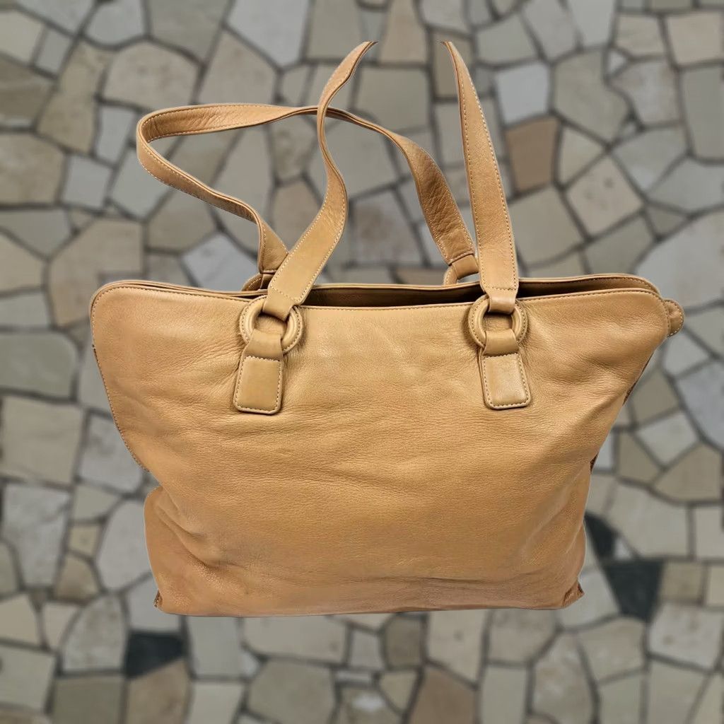 Vintage Kitamura Leather Tote Shoulder Handbag Purse Tan Women Tote Leather Tan 17x11.5x4 Size ONE SIZE - 1 Thumbnail