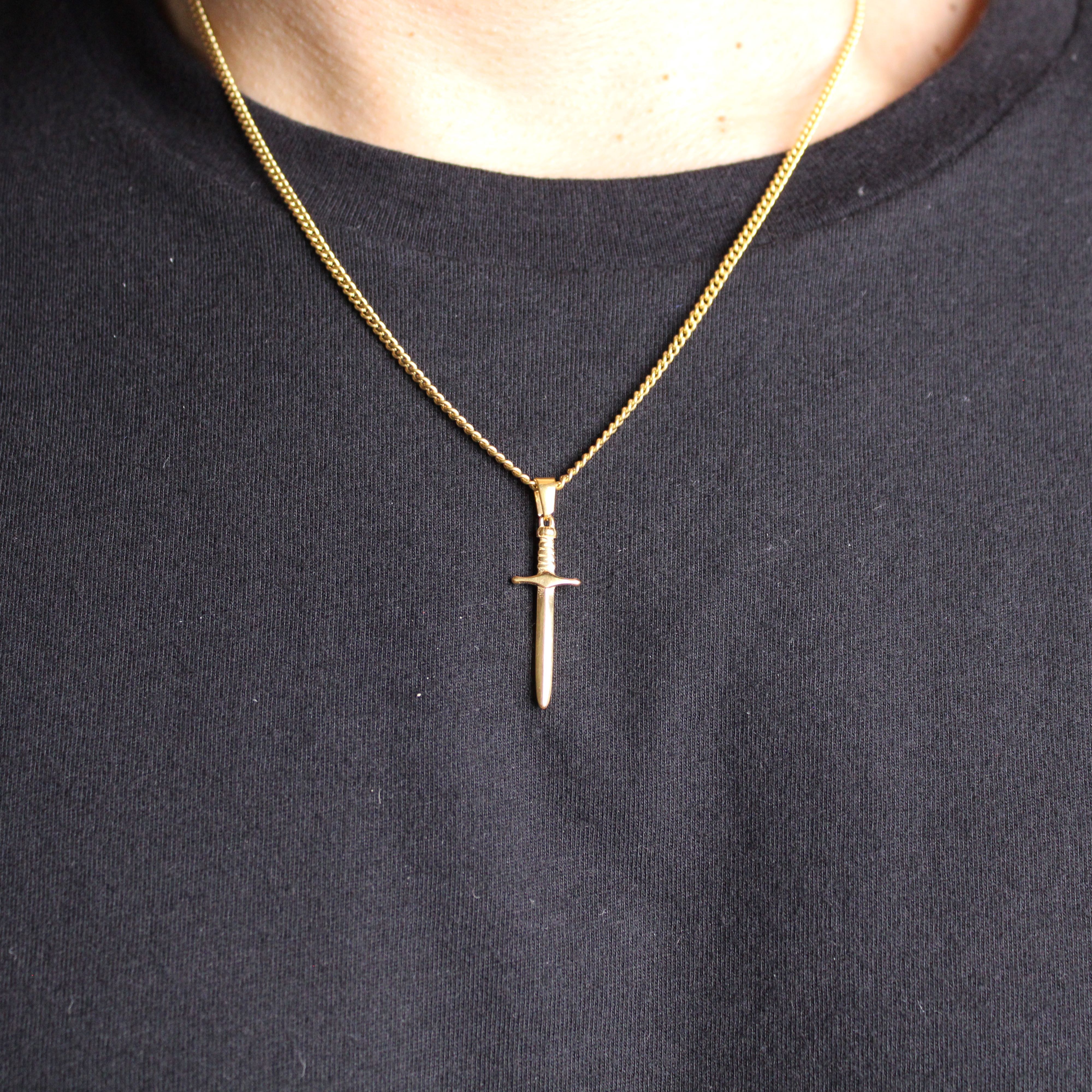 Jewelry Gold Dagger Pendant Chain Necklace Size ONE SIZE - 2 Thumbnail