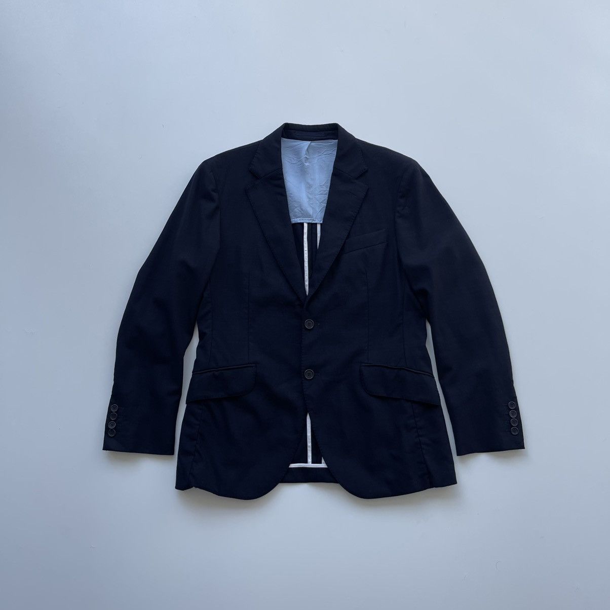 Hackett Hackett London Wool Blend Hopsack Two-Button Blazer Navy Size 48R - 1 Thumbnail