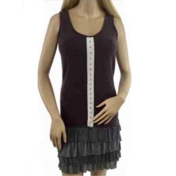 Other Vtg NWT Brown Tiered Ruffle Hem Drop Waist Mini Dress| Coque Size S / US 4 / IT 40 - 6 Thumbnail