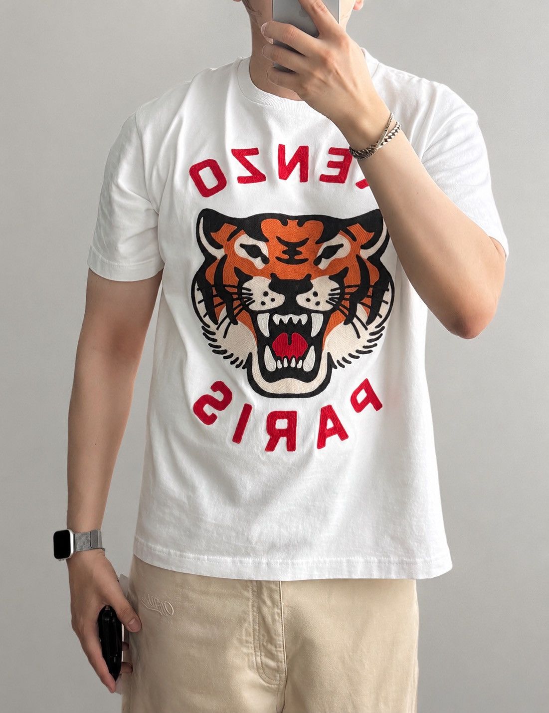 Kenzo Kenzo Tiger Embroidered T-Shirt White M Size US M / EU 48-50 / 2 - 2 Thumbnail