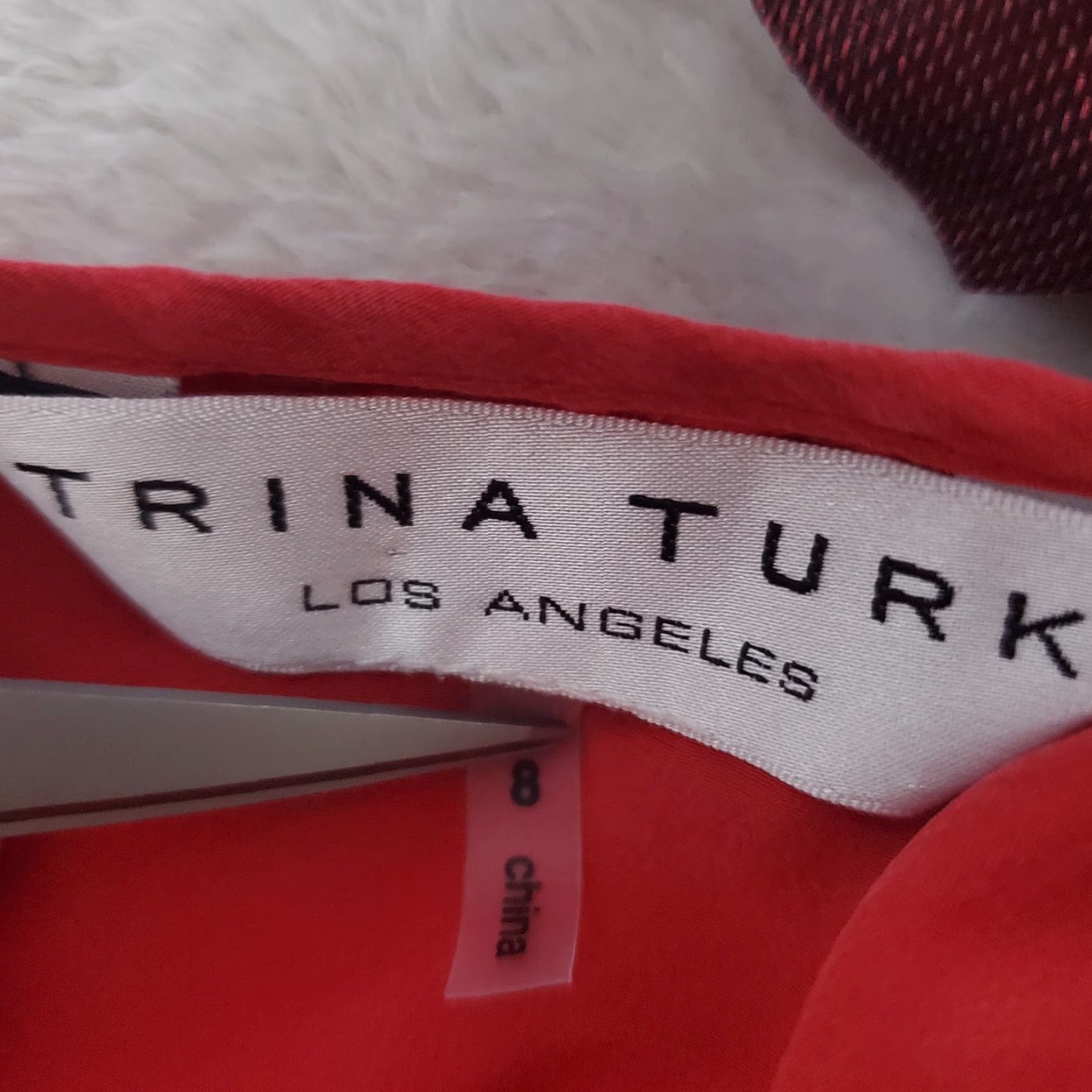 Trina Turk VINTAGE Trina Turk Blouse Shirt Women 8 Red Sleeveless Silk Ruffle Shoulder Tunic Size M / US 6-8 / IT 42-44 - 3 Thumbnail