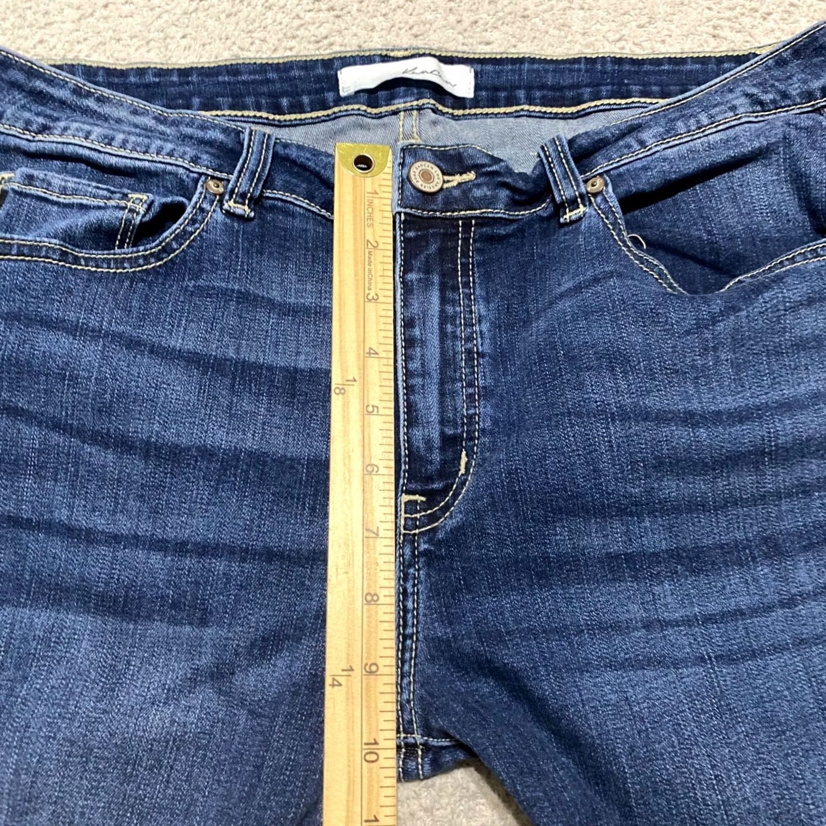 Vintage Kancan Jeans Womens 15 Blue Denim Medium Wash Skinny Distressed Raw Hem Jeans Size 15 Women Mens Girls Size 24" / US 00 / IT 34 - 7 Thumbnail