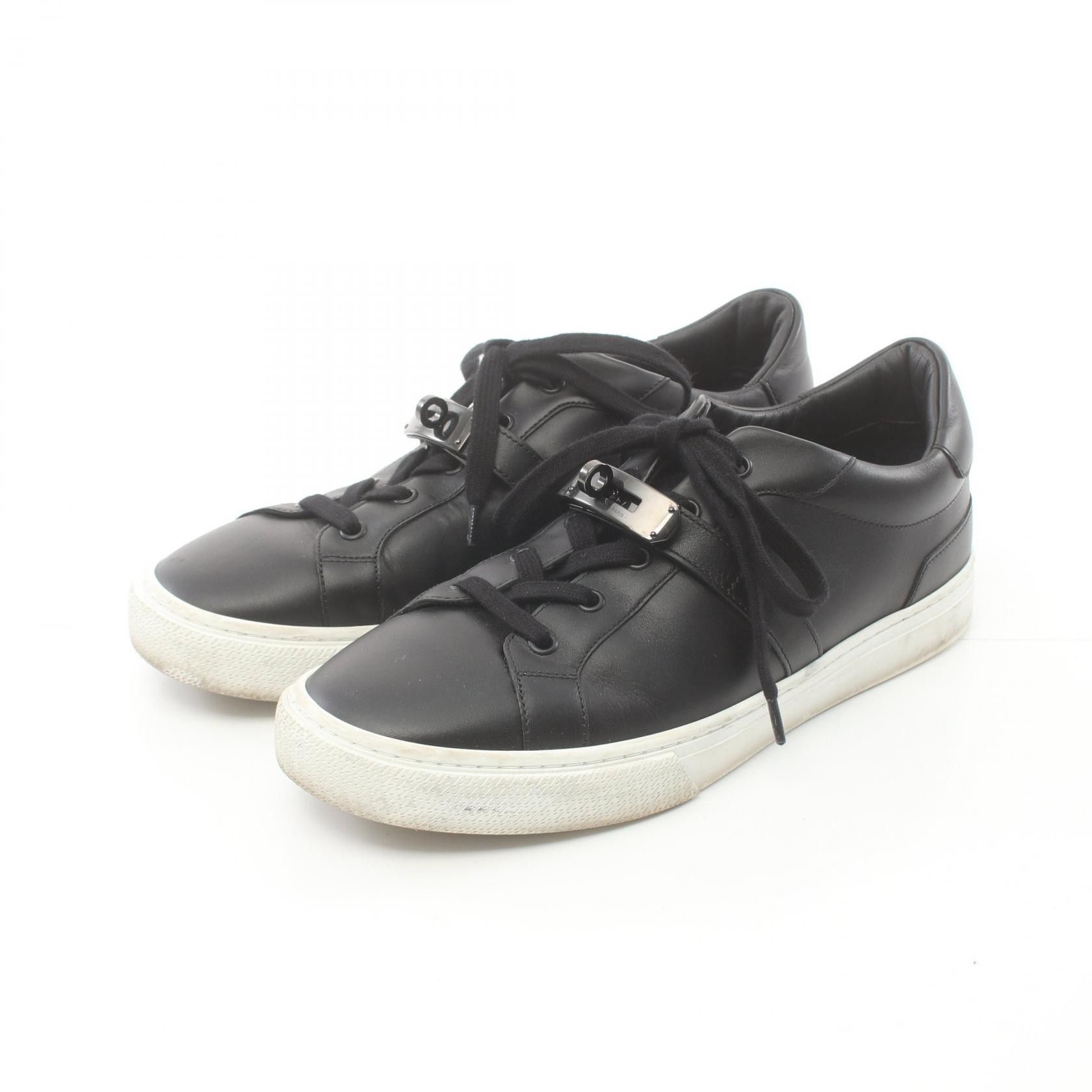 Hermes Hermes Day Kelly Buckle Leather Sneakers Leather Shoes in Black, Men's