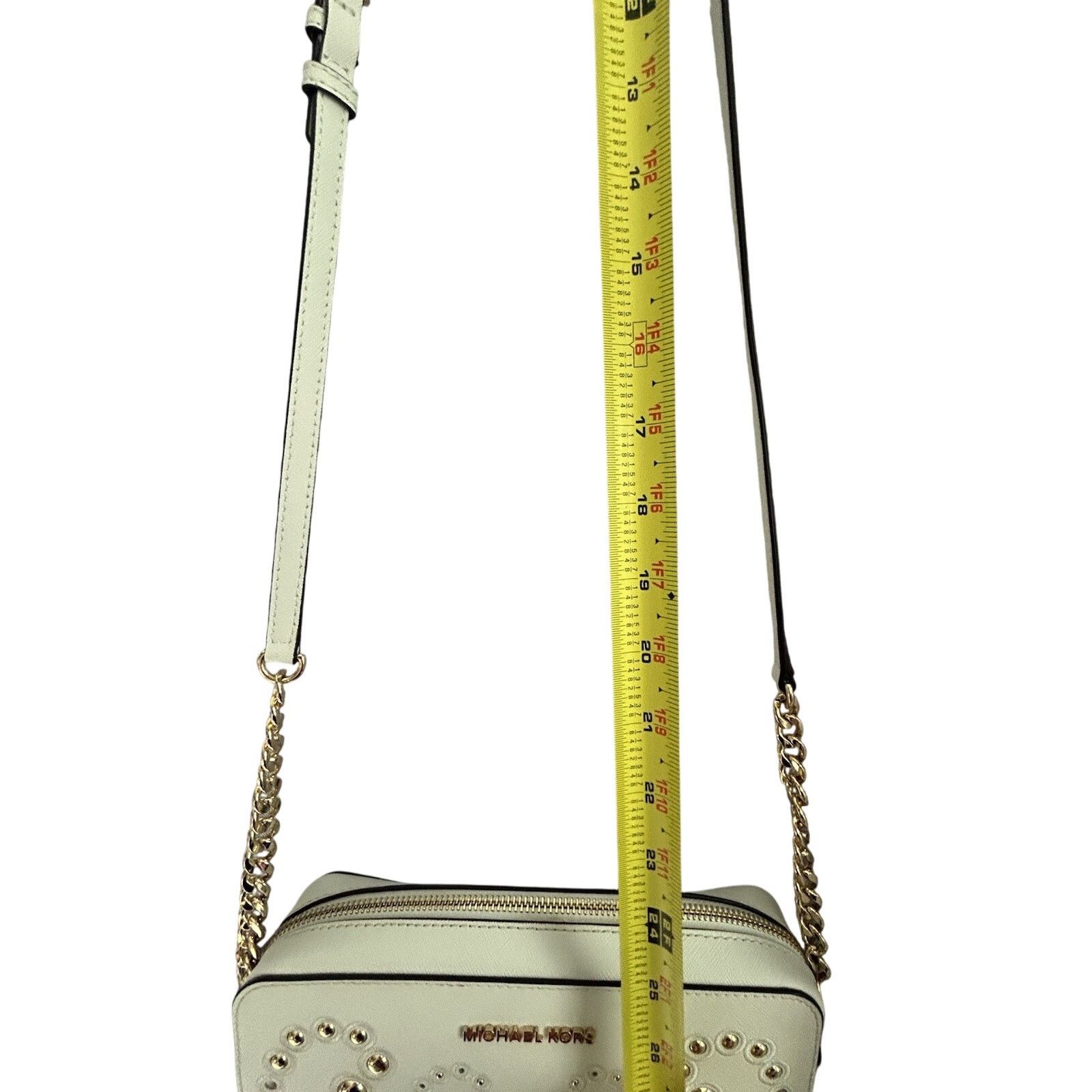 Michael Kors Michael Kors Ginny Leather Crossbody White Embellished Size ONE SIZE - 5 Thumbnail