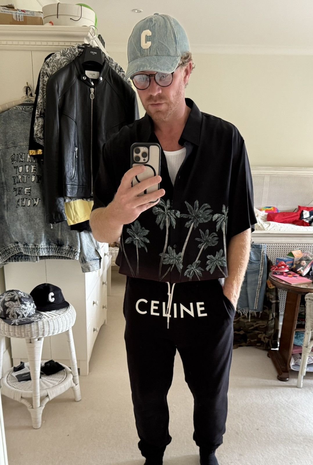 Celine $1.6k SS22 Celine Tailcoat palm tree Shirt in Silk Hedi 41 Size US L / EU 52-54 / 3 - 10 Thumbnail