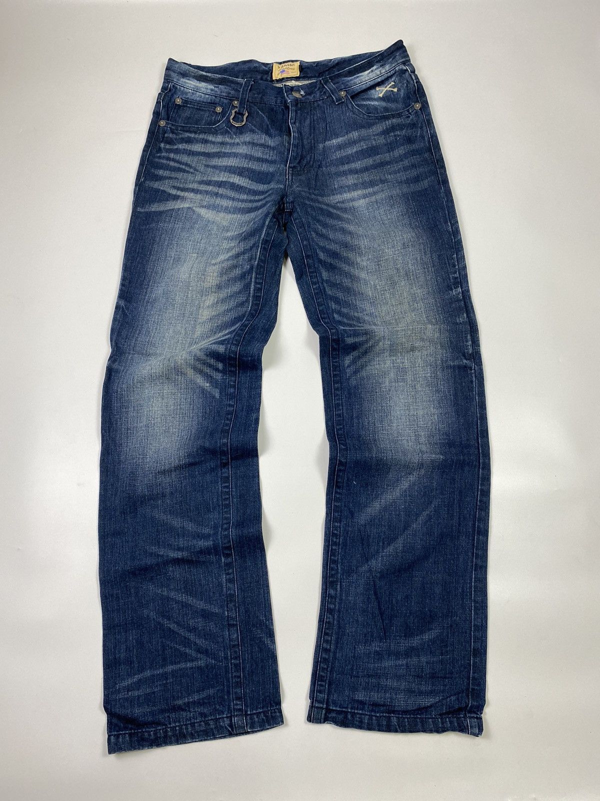 Vanson Leathers 💥rare💥 vanson embroidery skull washed jeans Size US 36 / EU 52 - 2 Thumbnail