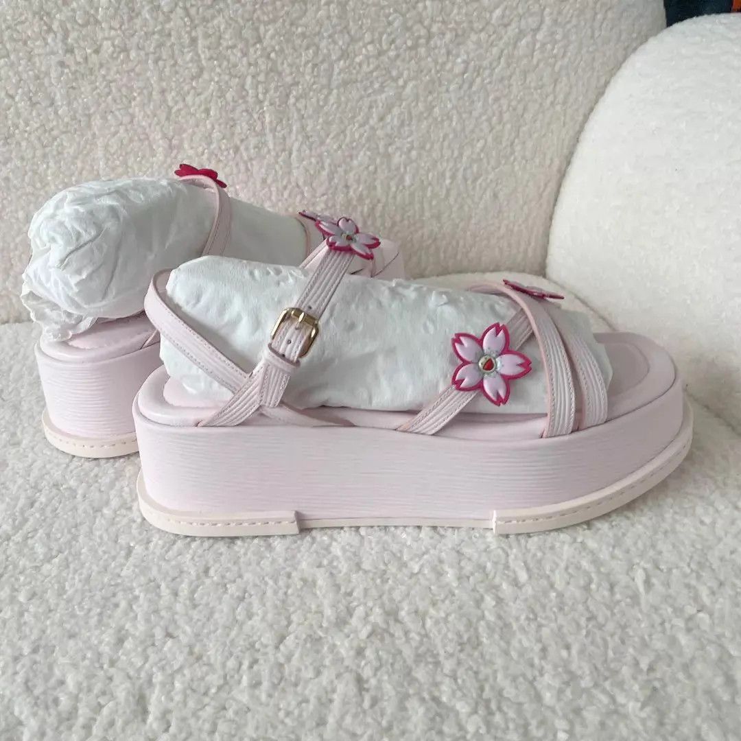 Louis Vuitton Takashi Murakami x Louis Vuitton Sakura Strappy Sandals 37 Size US 6.5 / IT 36.5 - 3 Thumbnail