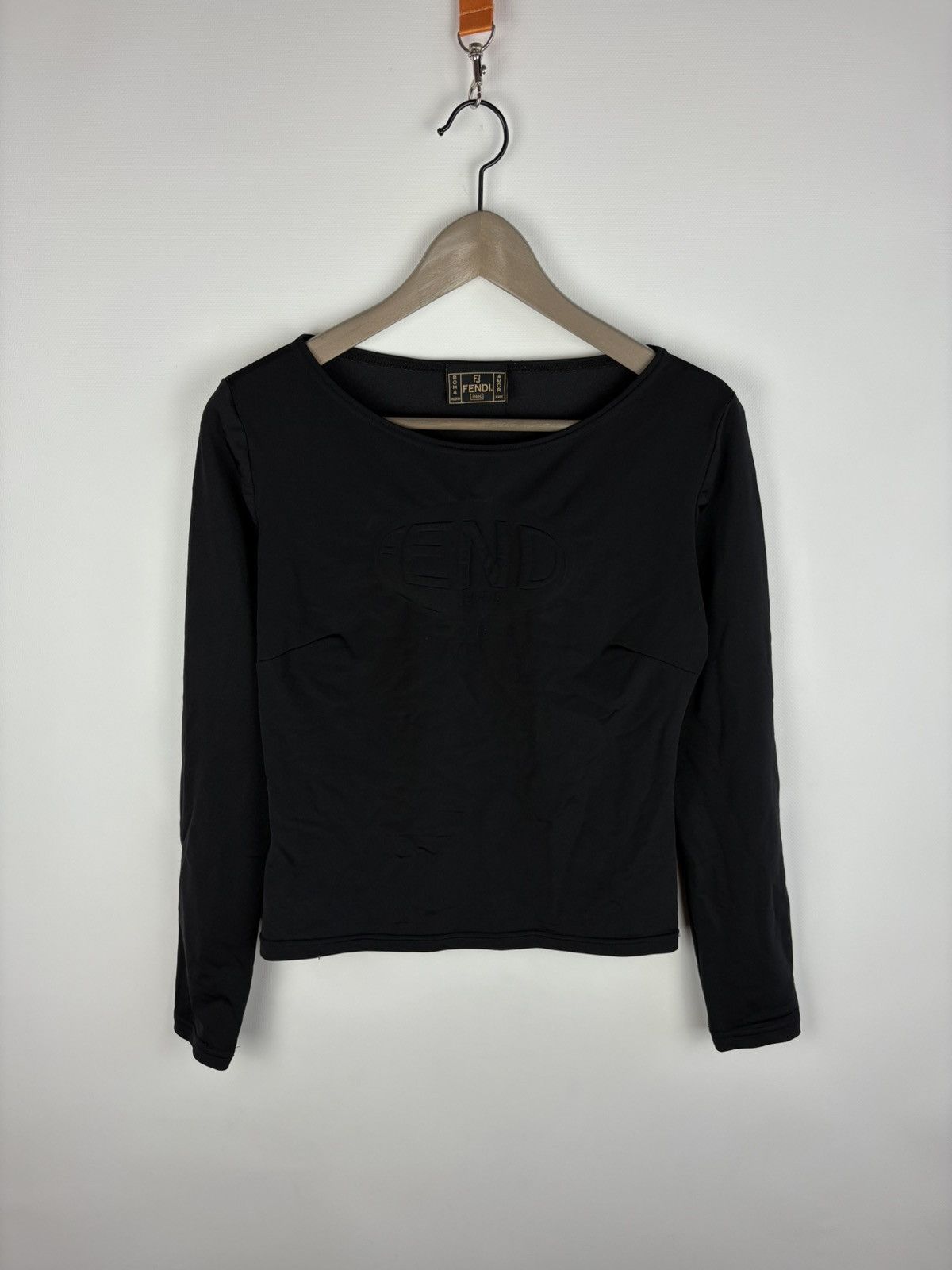 Vintage Fendi Jeans Women's Stretch Long Sleeve Black Blouse