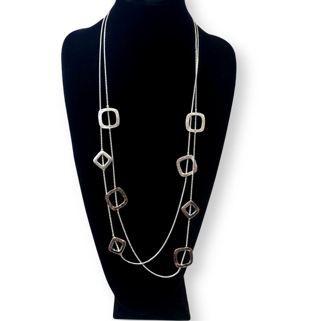Chicos CHICO’s | NWT Silver Square Station Double Strand Necklace Size ONE SIZE - 5 Thumbnail