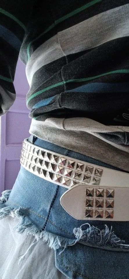 Japanese Brand Pyramid Studded PU Leather Belt Size ONE SIZE - 3 Thumbnail