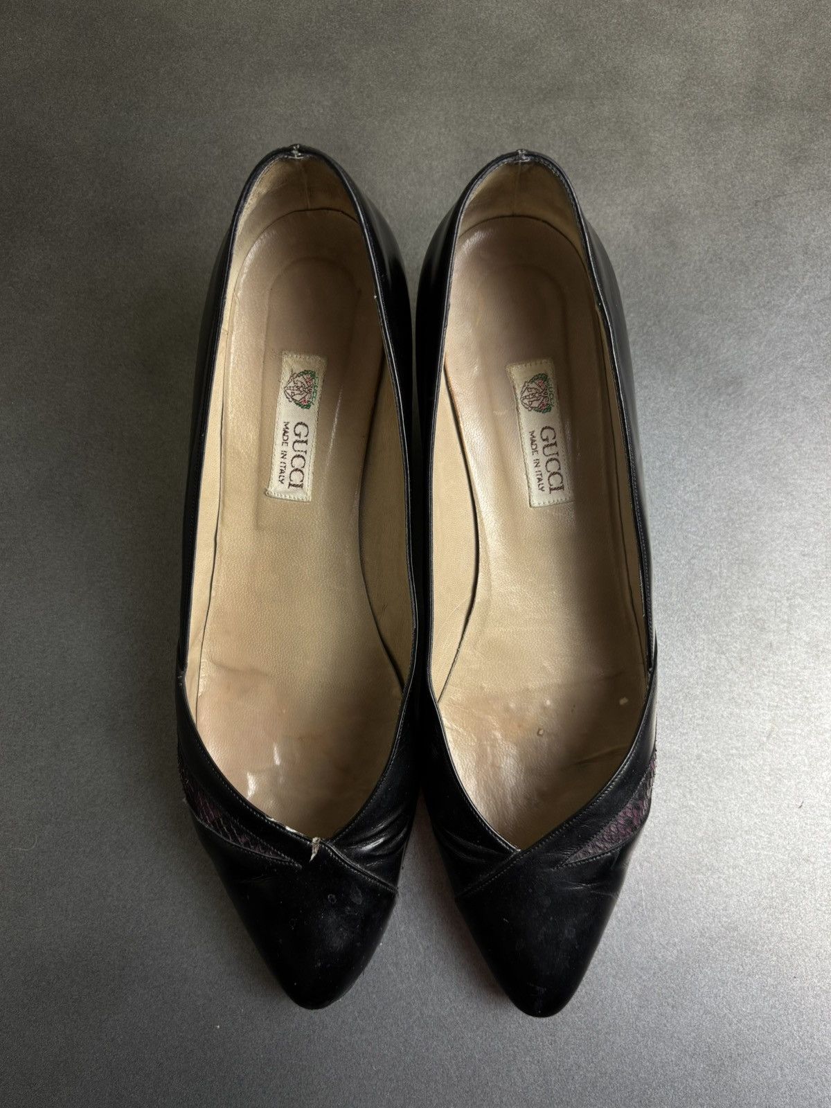 Gucci × Vintage 1970s Gucci Heels Vintage Gucci Leather Pumps Snake Skin Bag Size US 8.5 / IT 38.5 - 4 Thumbnail