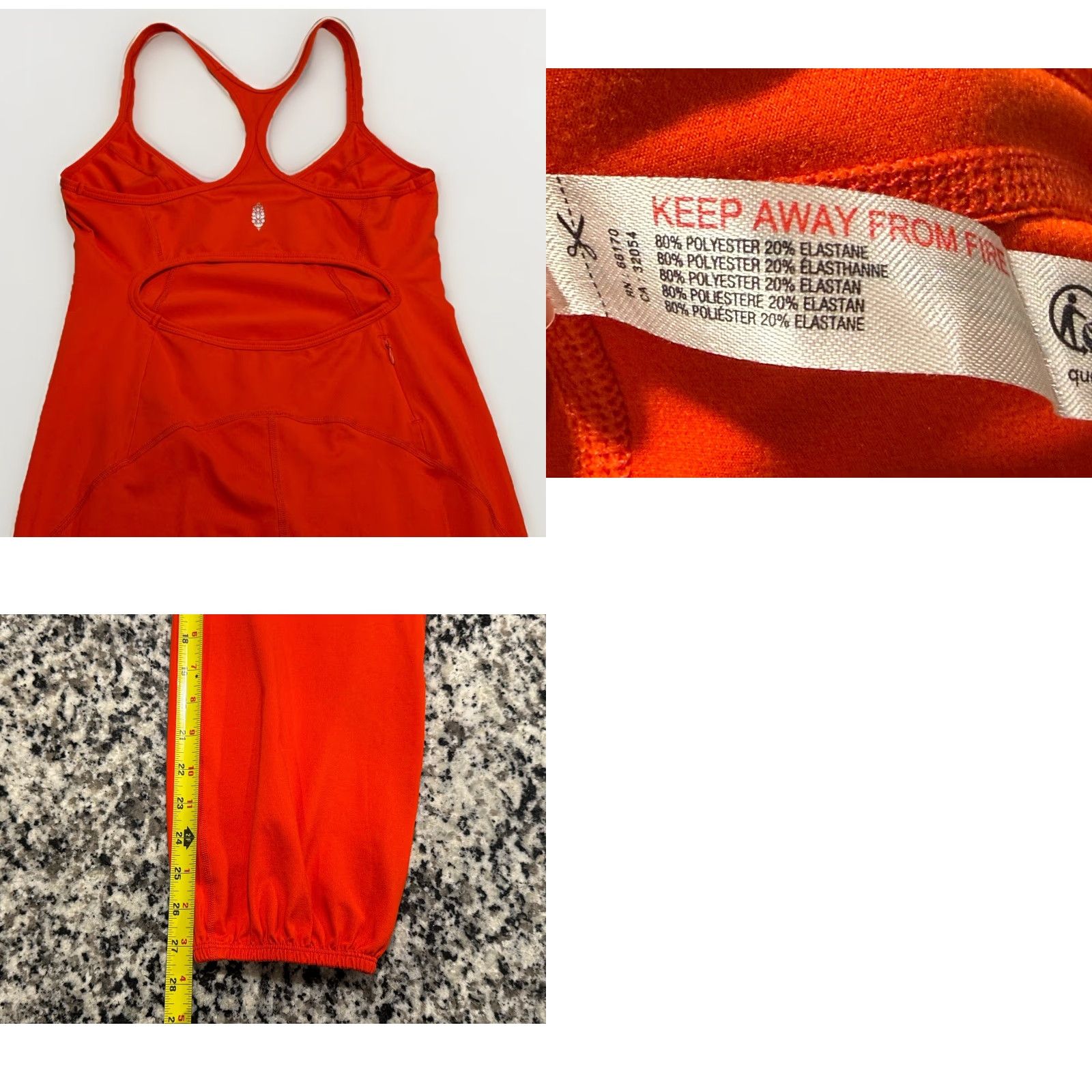 Free People Free People Movement One Piece Jumpsuit Flame Orange M Womens Size 32" / US 10 / IT 46 - 8 Thumbnail
