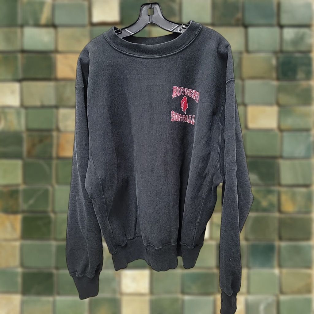 Vintage Vintage Boathouse Rutgers University Softball Reverse Weave Crewneck Sweatshirt Mens XL Black Cotton Blend Logo Size US XL / EU 56 / 4 - 1 Thumbnail
