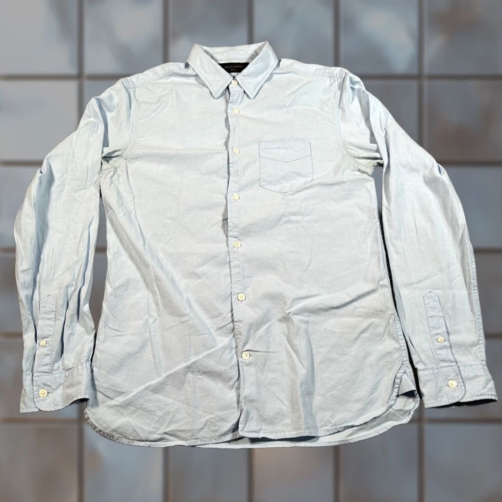 Allsaints AllSaints Sawyer Shirt Mens Small Blue Oxford Tailored Modern Minimal Slim Fit Shirt Size US S / EU 44-46 / 1 - 1 Thumbnail