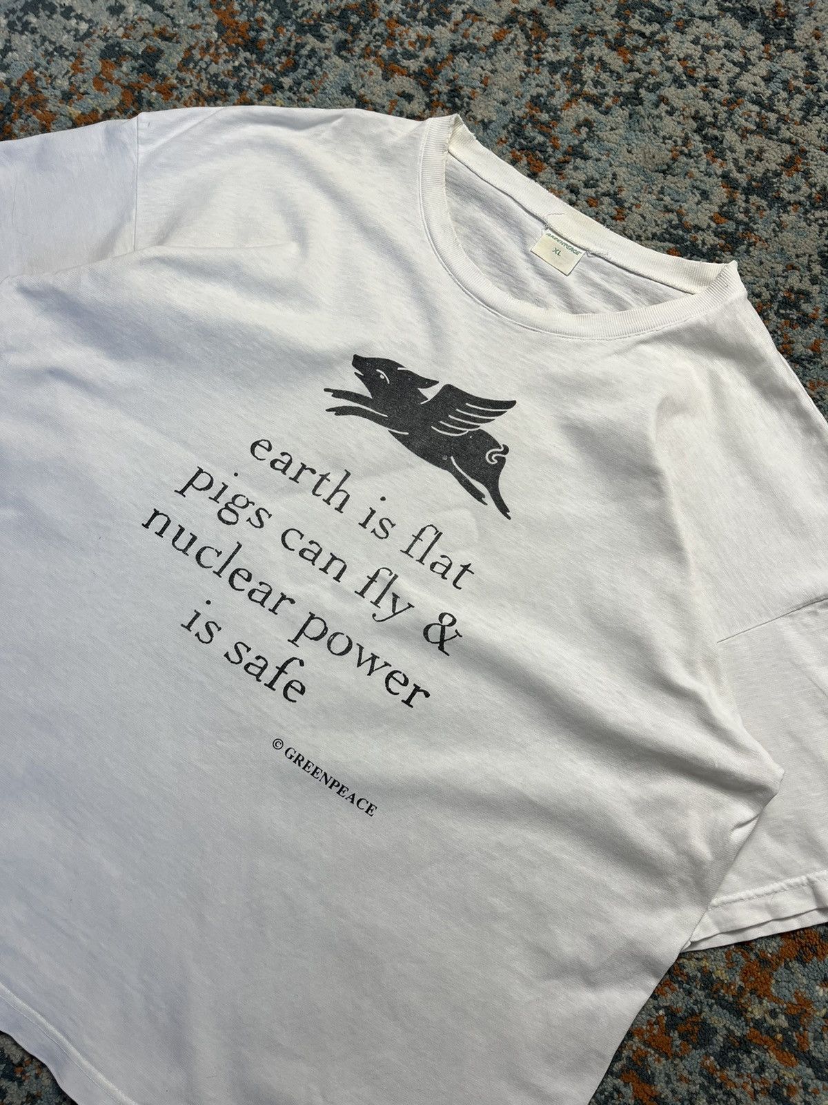 Vintage Rare Vintage 80s Greenpeace anti nuclear power graphic tee Size US XL / EU 56 / 4 - 3 Thumbnail