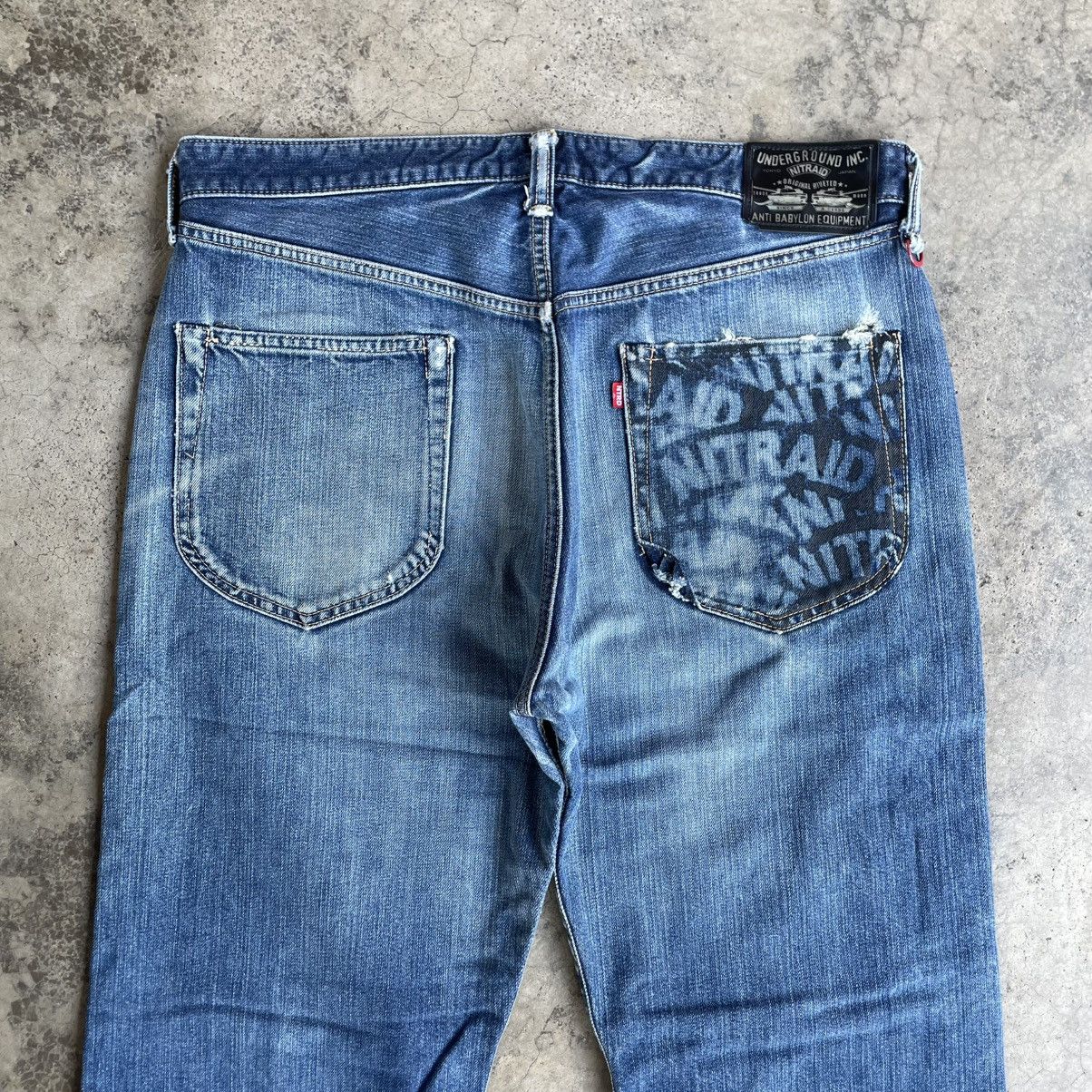 Nitraid 🔥🇯🇵Vintage Nitraid Skateboard Ripped Distress Denim Jeans Size US 36 / EU 52 - 5 Thumbnail