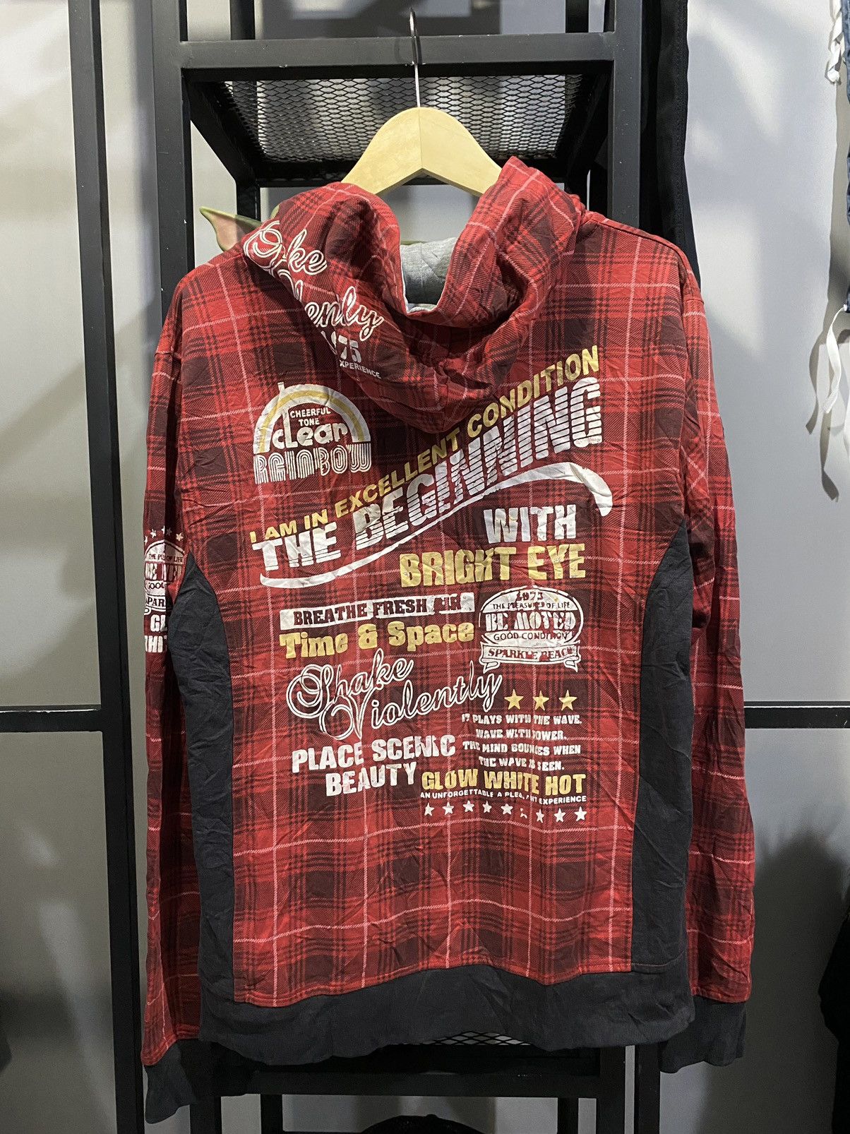 If Six Was Nine Excuse Japanese Red Tartan Shake Violently Poem Hoodie Punk Size US M / EU 48-50 / 2 - 7 Thumbnail