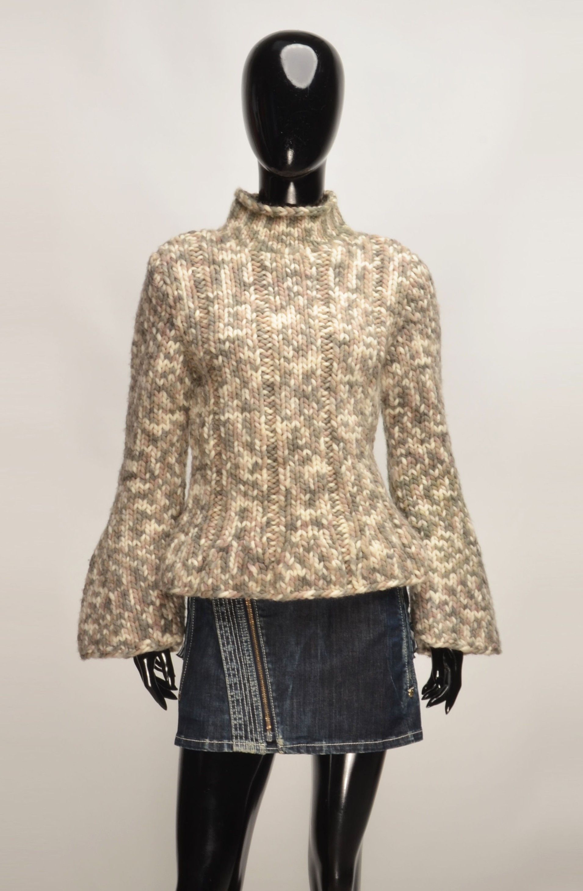 Other Vintage Y2K Chunky Knit Wool Blend Mock Neck Sweater Size S / US 4 / IT 40 - 1 Thumbnail