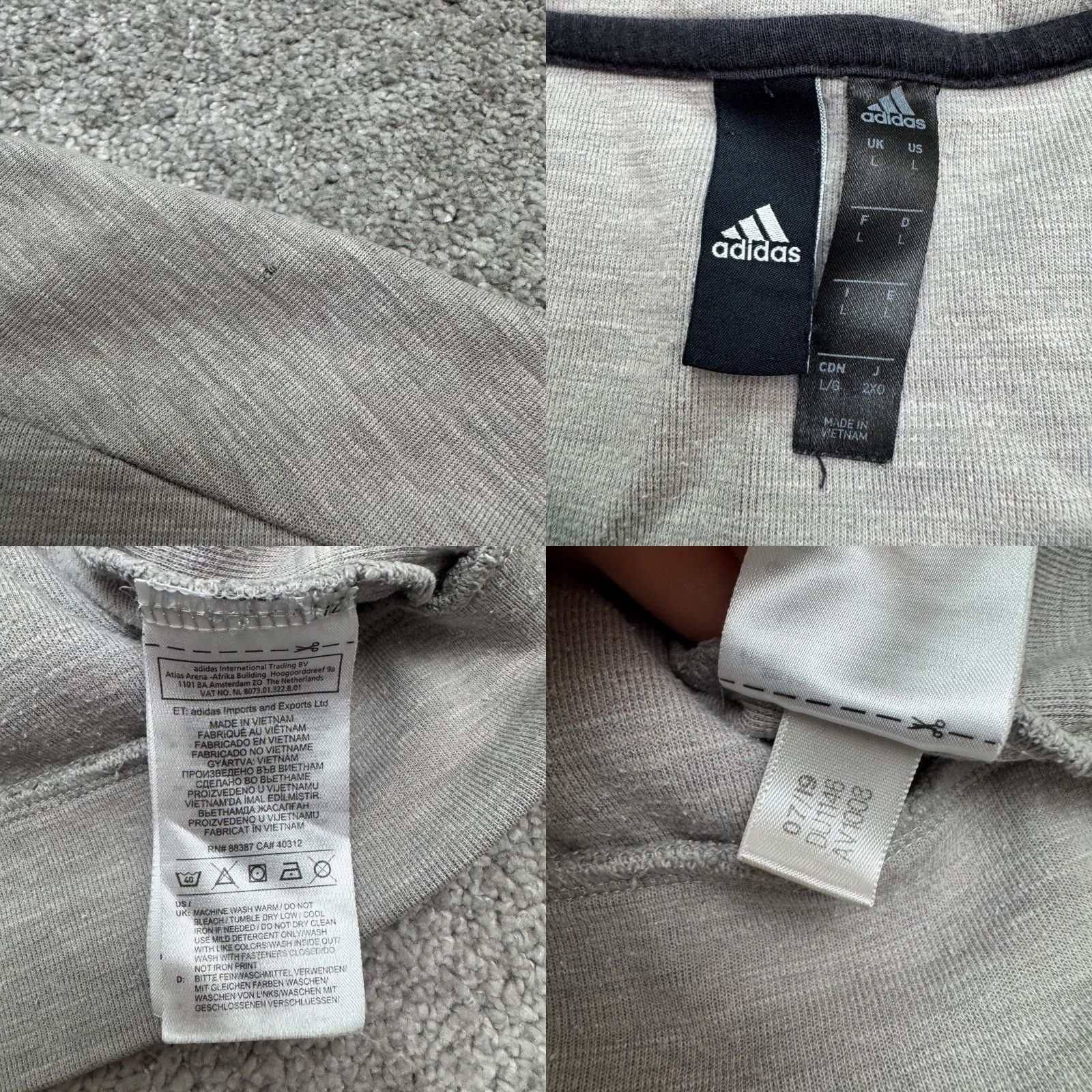 Adidas Adidas Sweatshirt Mens Large Gray Crew Neck Pocket Pullover All Seasons Lightweight Outdoor Sports Athleisure Size US L / EU 52-54 / 3 - 8 Thumbnail