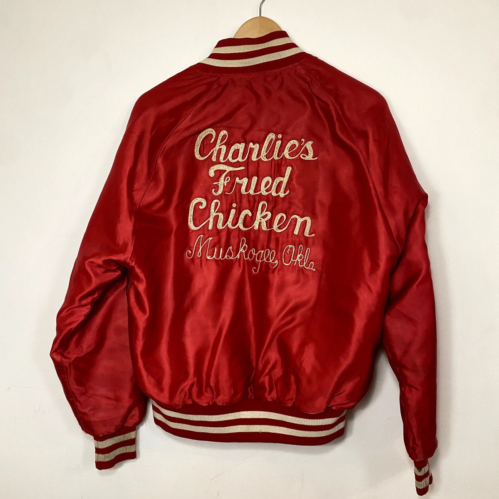 Delong × Vintage Vintage Chain Stitched Satin Varsity Jacket Fried Chicken 70 Size US M / EU 48-50 / 2 - 1 Thumbnail