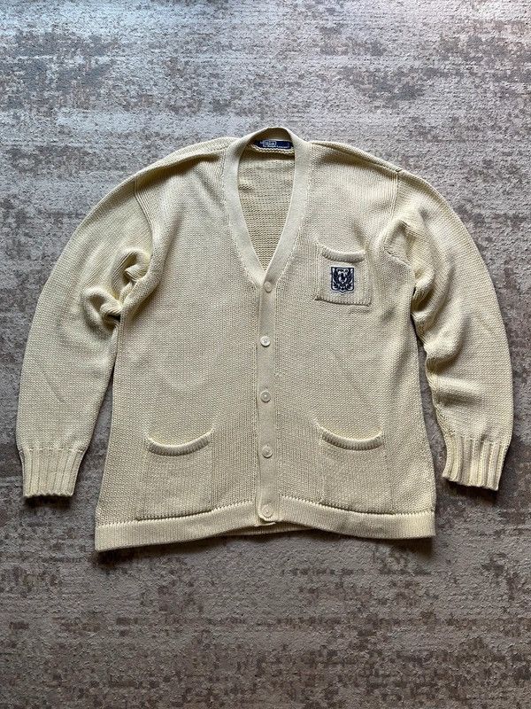 Polo Ralph Lauren OG Polo Ralph Lauren White UNI Cardigan Cream 1990’s Sz L Size US L / EU 52-54 / 3 - 1 Thumbnail