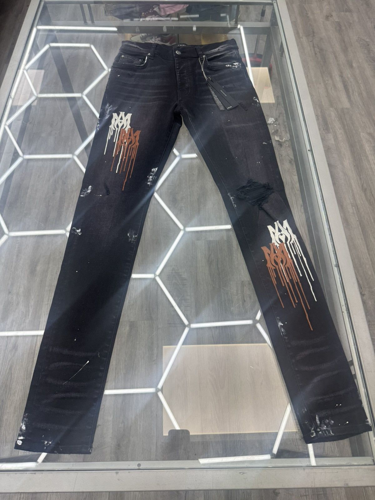 Amiri Brand New Amiri - MA Drip Denim (Aged Black) Size US 32 / EU 48 - 1 Thumbnail