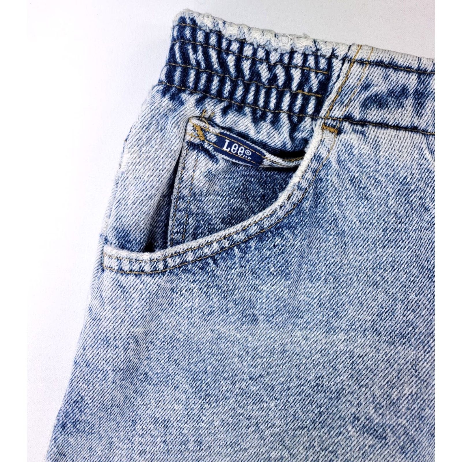 Lee VINTAGE Lee Jeans Womens 18 L 90s Acid Wash Bareback Elastic Waist 35 x 31.5 Wide-Leg Blue Mens Womens Girls Size 24" / US 00 / IT 34 - 3 Thumbnail