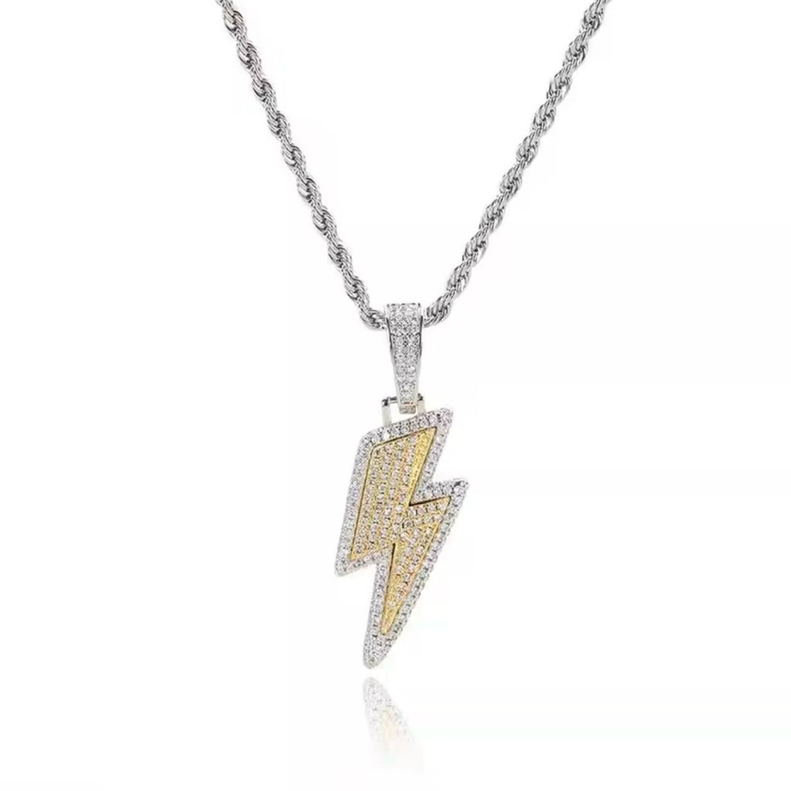 Other Hip Hop Necklace CZ Zircon Lightning Pendants Necklace 24” Size ONE SIZE - 1 Thumbnail