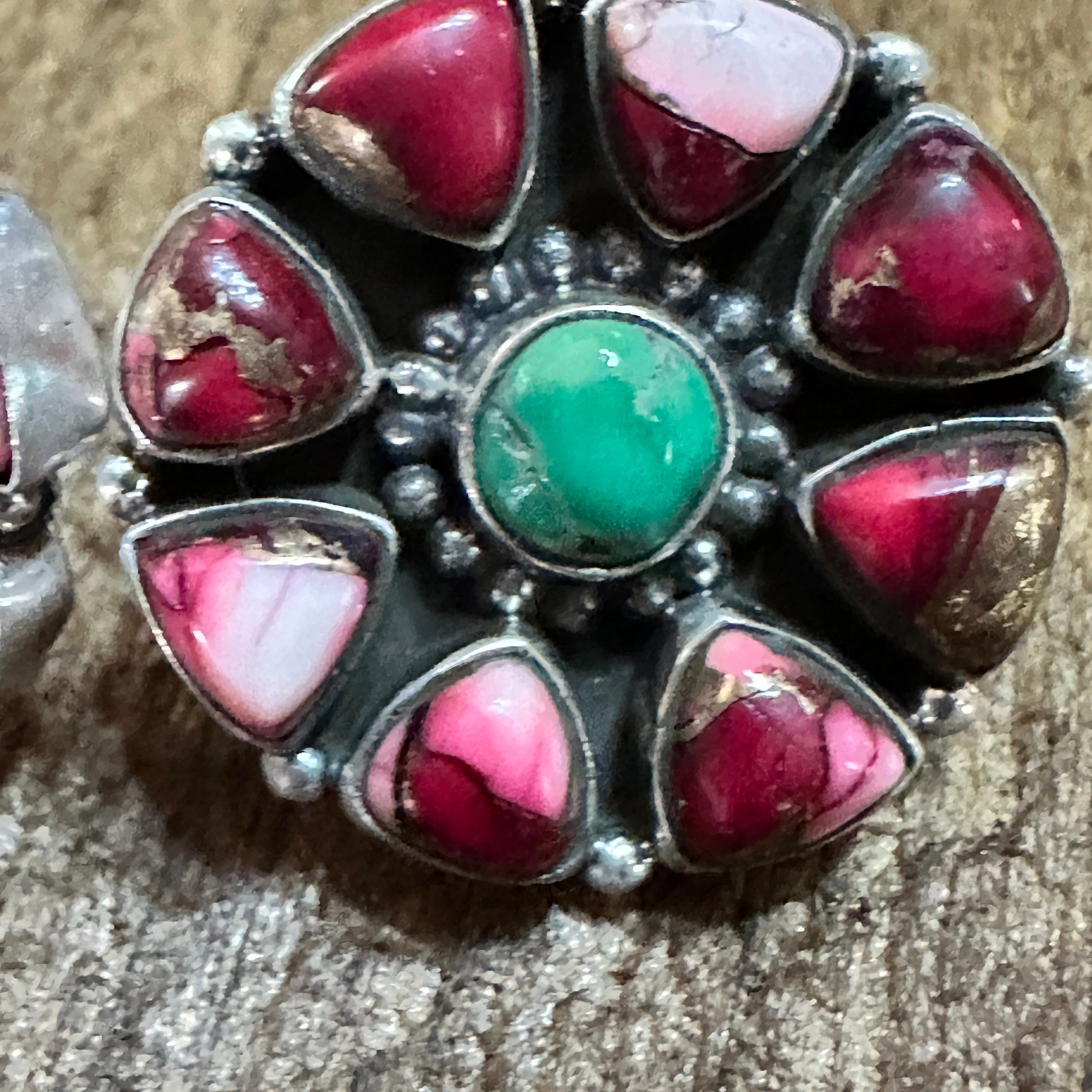 Other Handmade Sterling Silver Red Rose Dahlia With Emerald Valley Size ONE SIZE - 3 Thumbnail