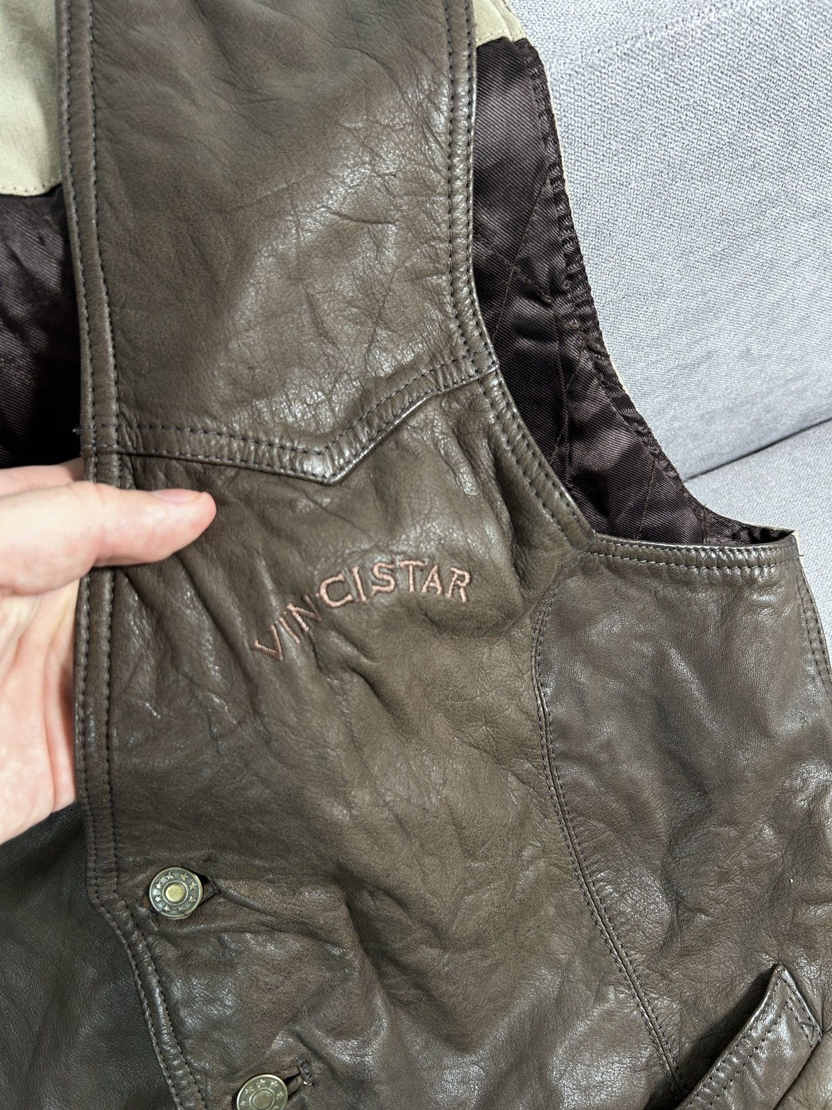 Vintage Vintage Western Leather Vest 90's Size US L / EU 52-54 / 3 - 6 Thumbnail