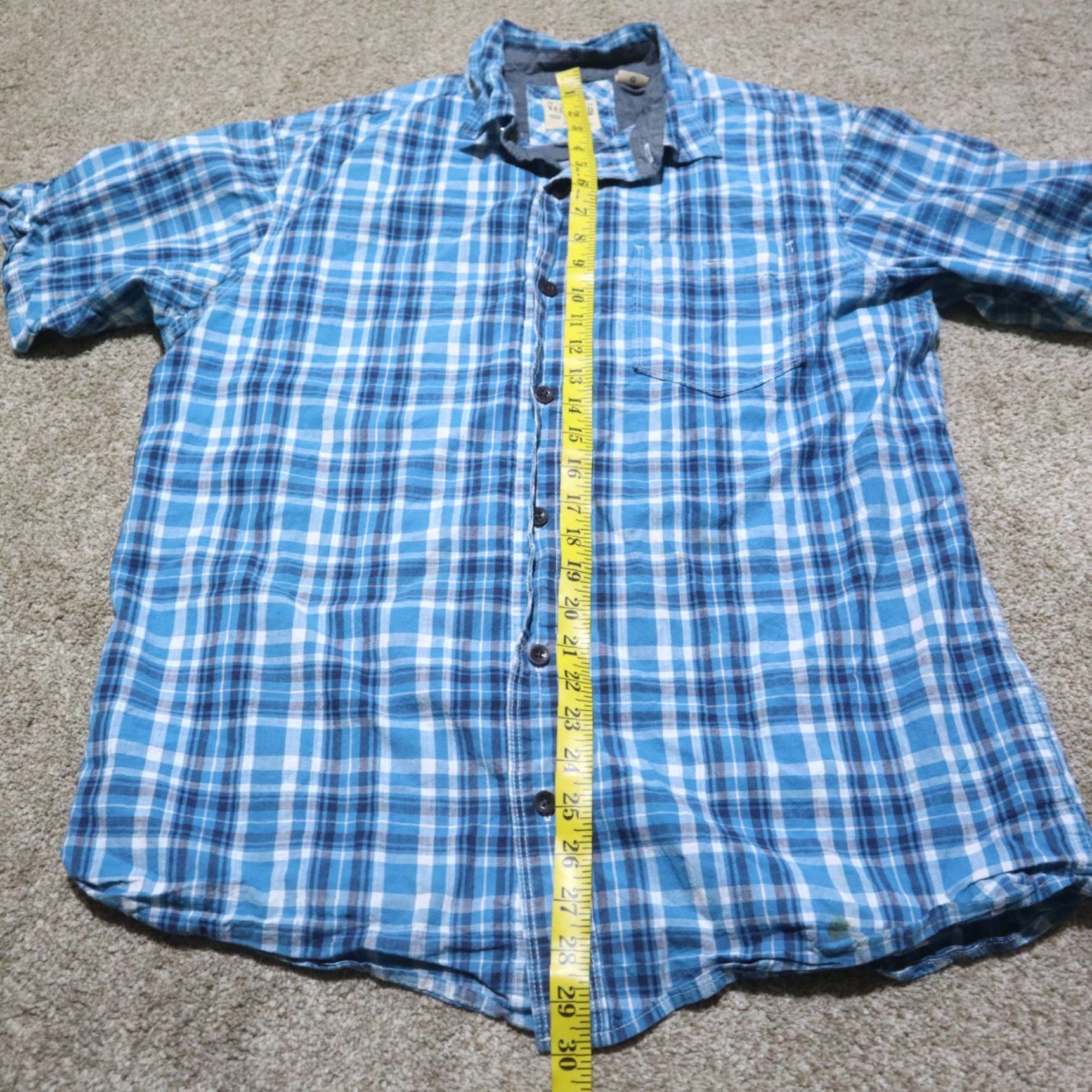 Vintage Red Head Shirt Button-Up Plaid Blue Short Sleeve Cotton Adult L Large Mens Size US L / EU 52-54 / 3 - 6 Thumbnail