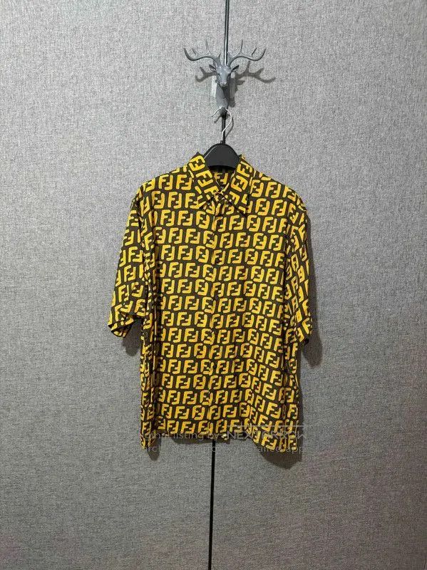 Fendi Men's Logo Silk Shirt .