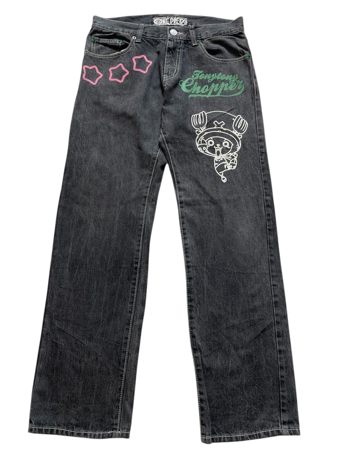 Japanese Brand Vintage One Piece Tony Chopper Jeans Size US 33 - 1 Thumbnail