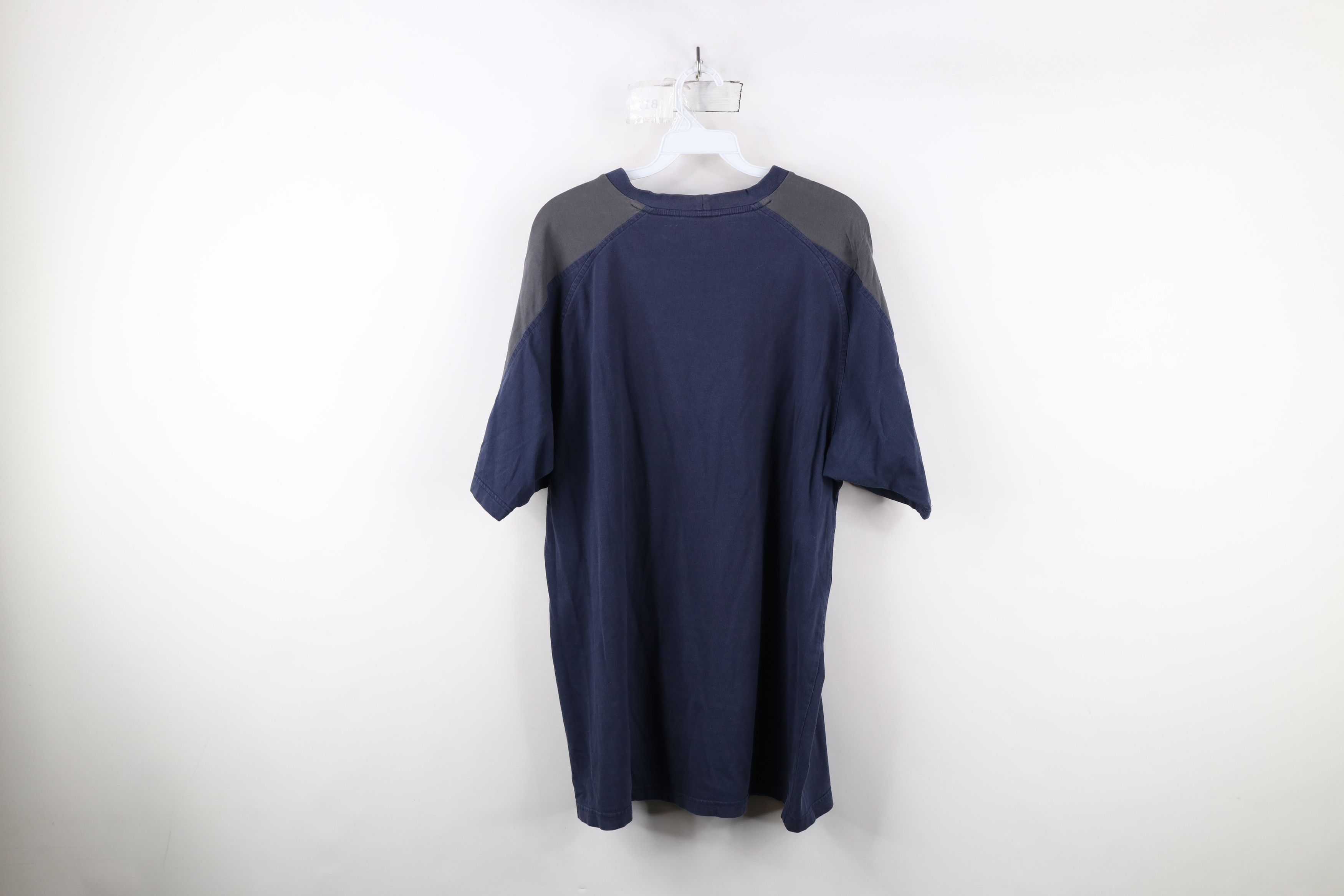 Nike × Vintage Vintage 90s Y2K Nike Travis Scott Center Swoosh T-Shirt Blue Size US L / EU 52-54 / 3 - 12 Thumbnail