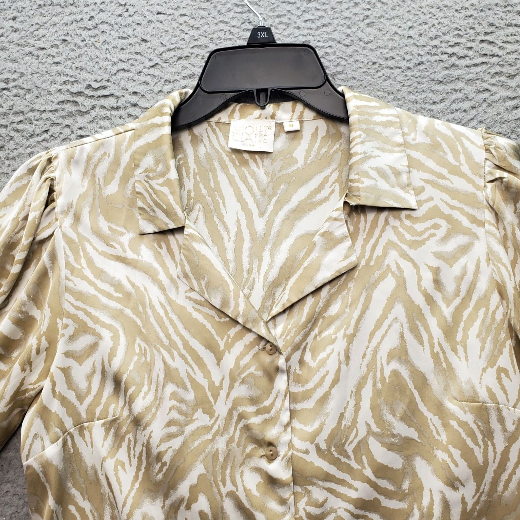 Vintage Violet+Claire Button-Up Top Women's M Multi Zebra Print Collared Slit High Low Shirt Mens? Womens Size M / US 6-8 / IT 42-44 - 3 Thumbnail