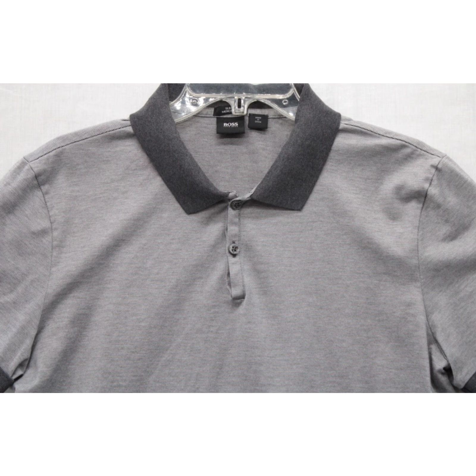 Hugo Boss HUGO BOSS Polo Shirt Men's XL Gray Slim fit Mercerised Short Sleeve Preppy Size US XL / EU 56 / 4 - 2 Thumbnail