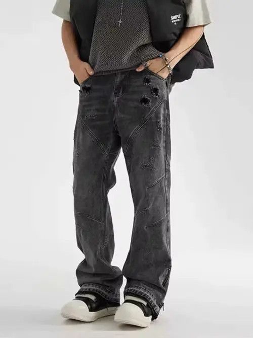 Japanese Brand Miyazawa x Rika high street washed loose ripped jeans Size US 34 / EU 50 - 3 Thumbnail