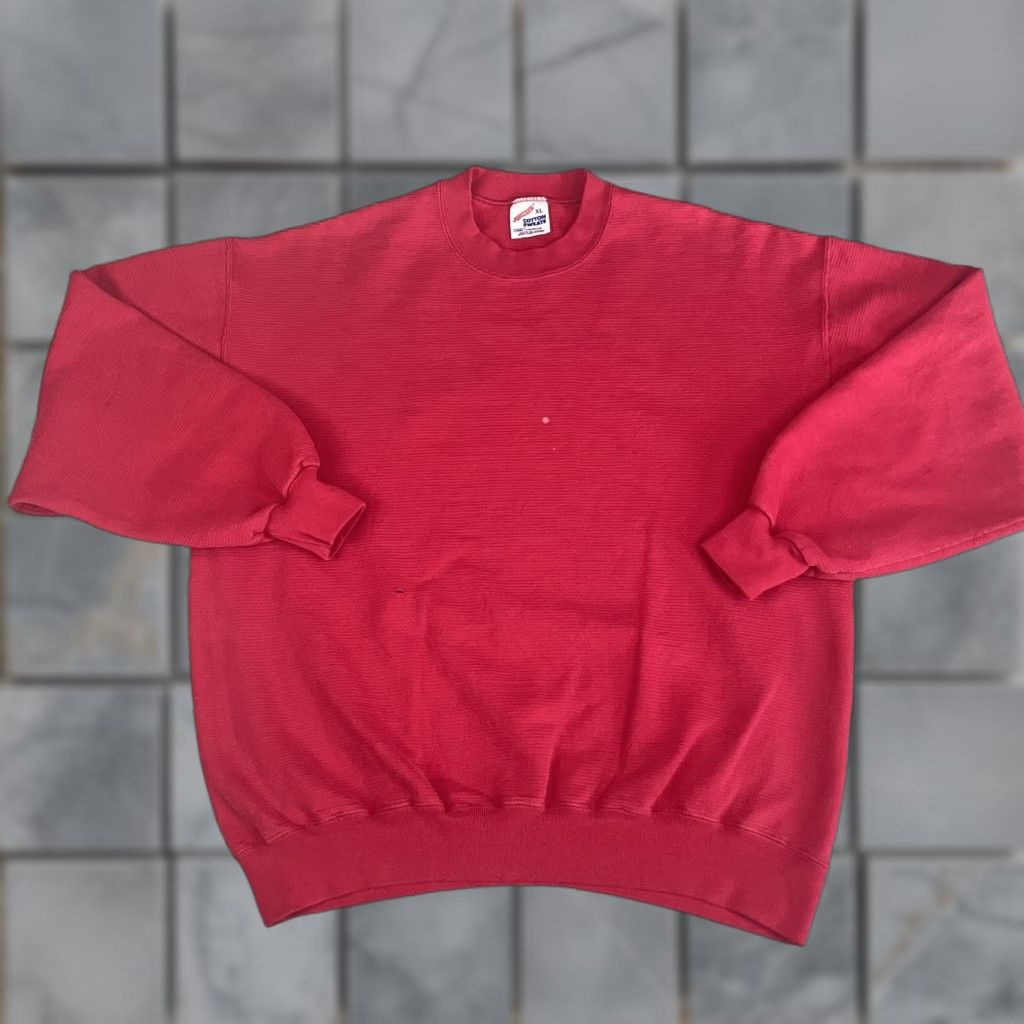 Jerzees VINTAGE Jerzees Sweatshirt Men XL Red 90s Pullover Cotton Sweatshirt Jerzees Mens XL Red 90s Vintage Sweatshirt Size US XL / EU 56 / 4 - 1 Thumbnail
