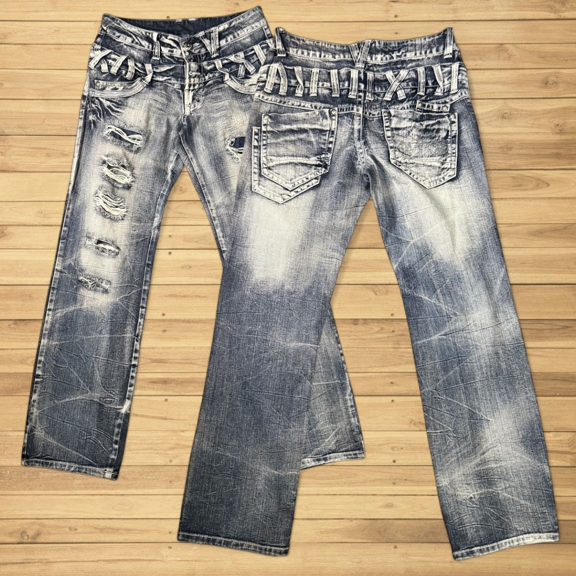 🔥🇯🇵 Y2K HR Destroyed Bootcut Double Waist Japanese Denim