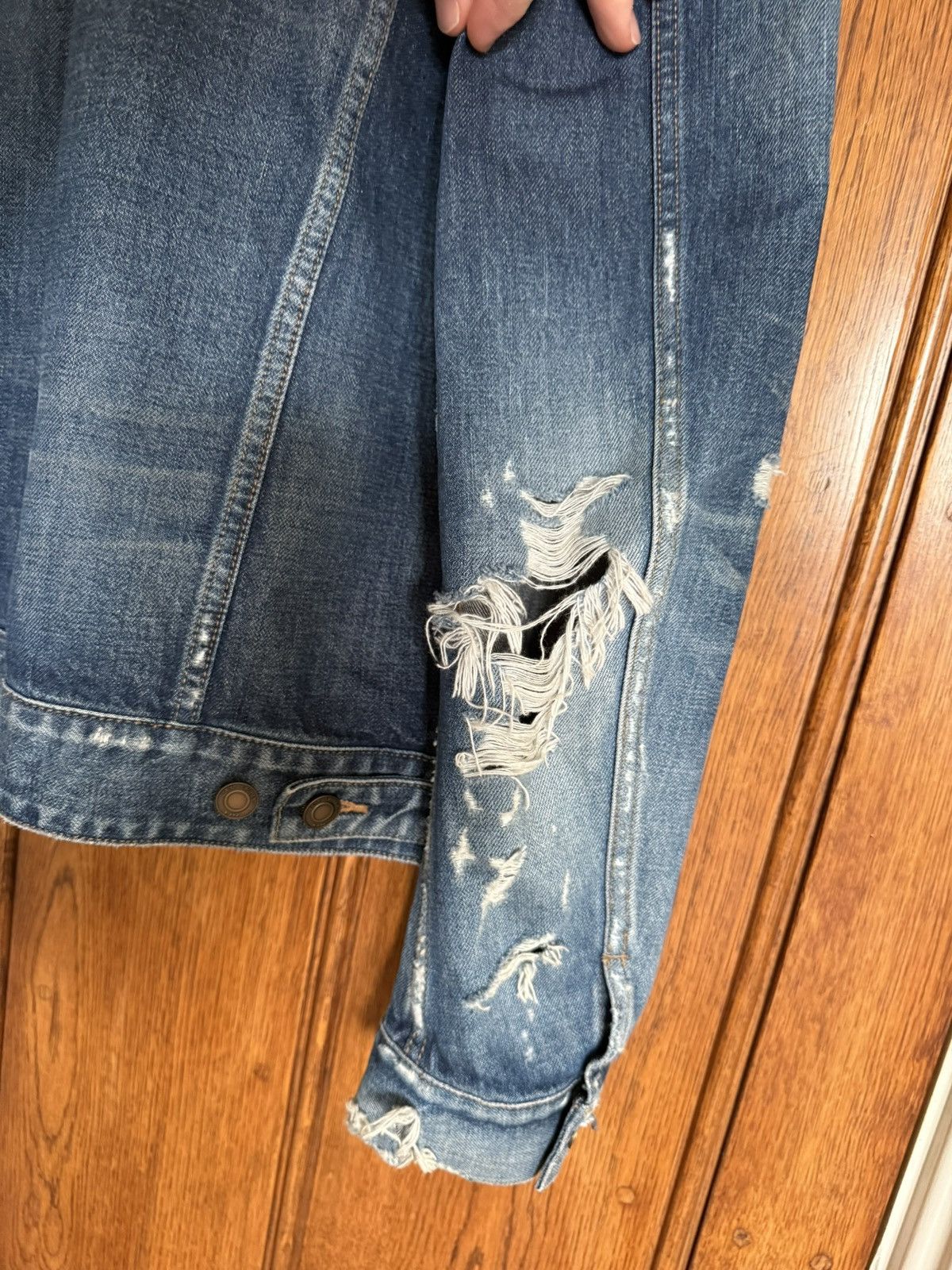 Saint Laurent Paris SS20 Saint Laurent crash denim jaket ripped thrashed grail L Size US L / EU 52-54 / 3 - 14 Thumbnail