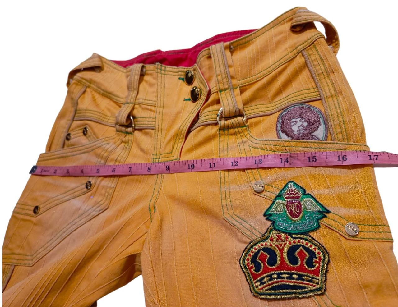 14th Addiction Vintage Jimi Hendrix Logo Flared Trousers Python Pocket Size 29" - 6 Thumbnail