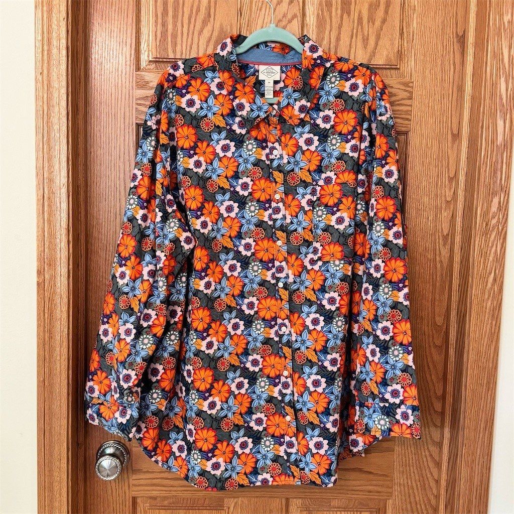 St. Johns Bay St. John's Bay Button-Up Shirt Womens 3XL Floral Blue Orang Size 3XL / US 20-22 - 1 Thumbnail