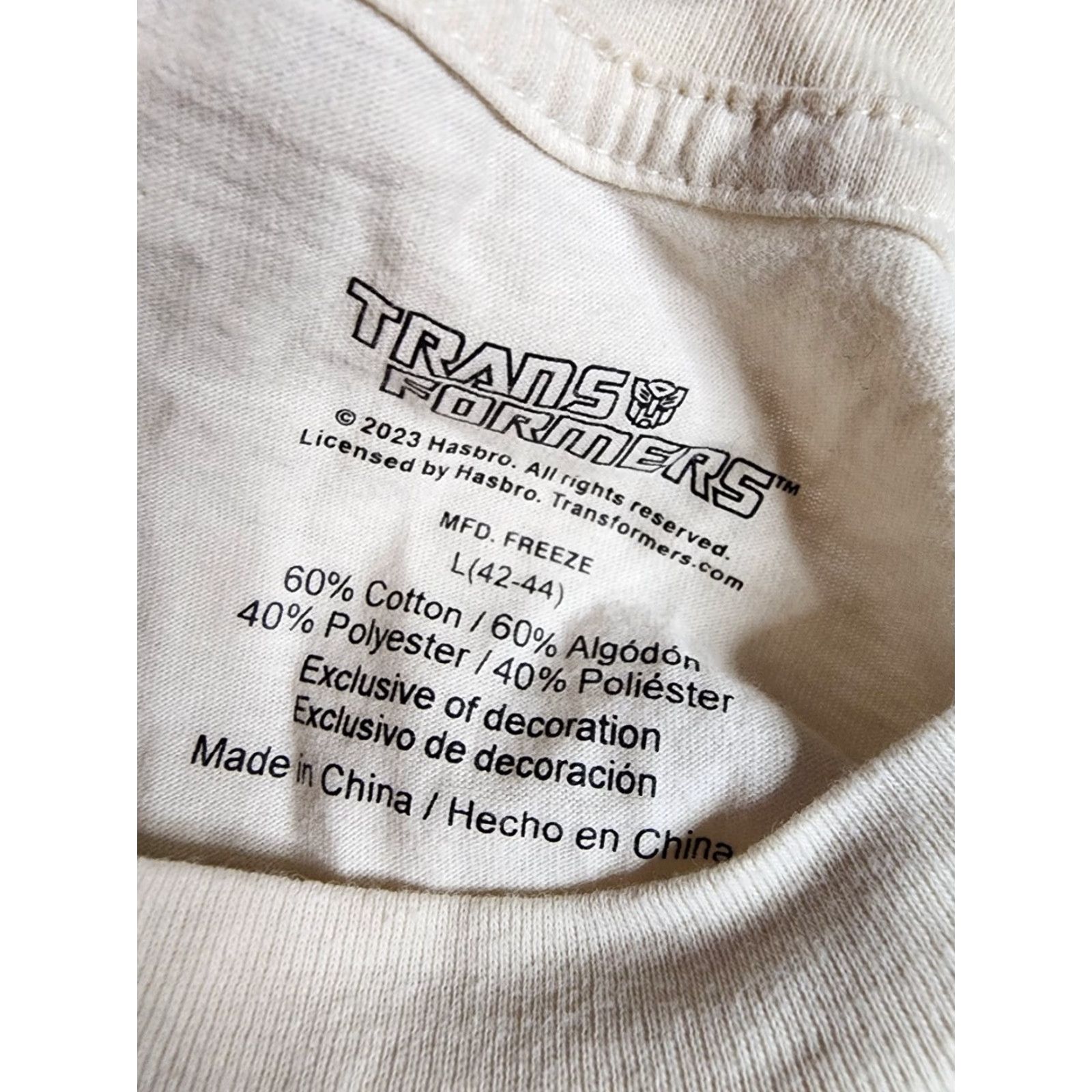 Vintage Transformers Optimus Prime Embroidered T-Shirt Mens L Beige 80s Movie Cartoon Size US L / EU 52-54 / 3 - 4 Thumbnail