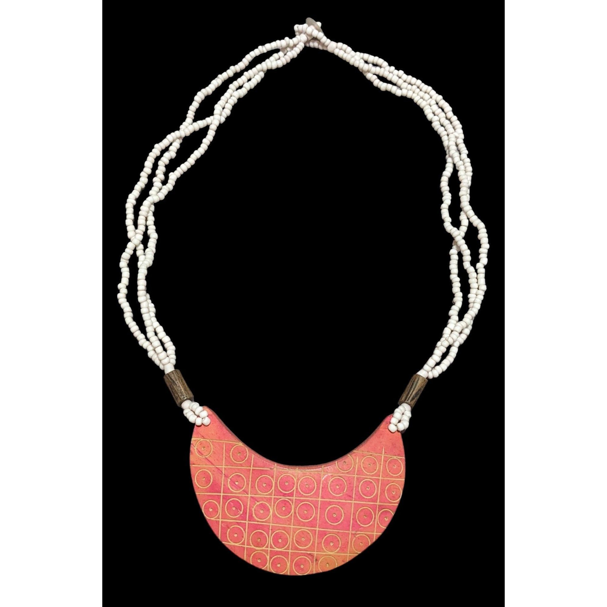 Other Beaded Necklace With Geometric Pendant In Pink & White Size ONE SIZE - 1 Thumbnail