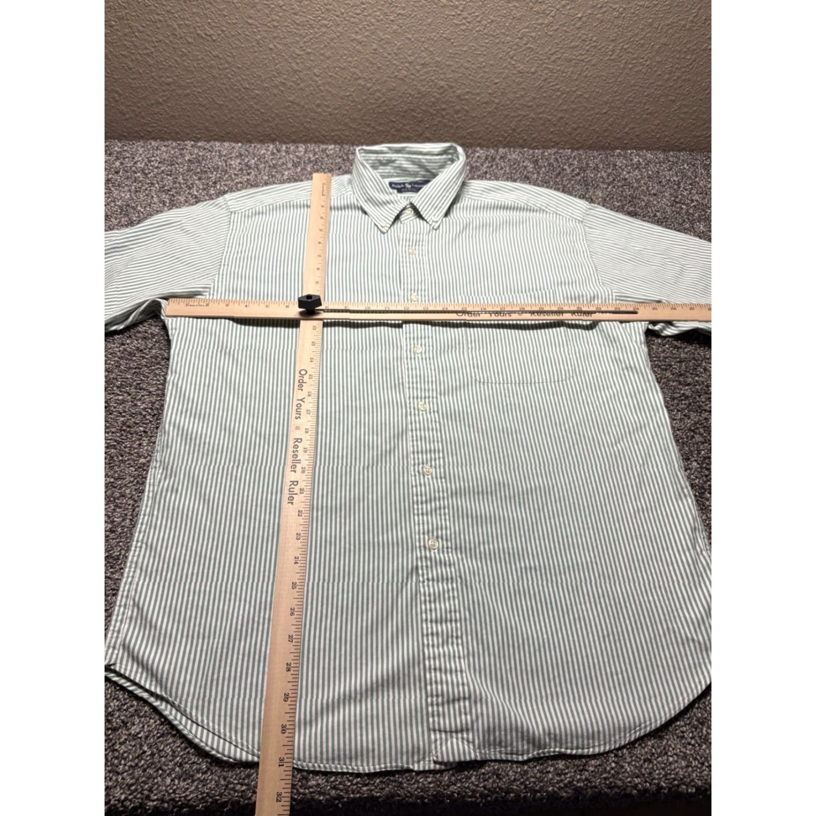Ralph Lauren VTG Polo Ralph Lauren BIG Shirt Mens Large Green Stripe Button-Down Baggy Shirt Size US L / EU 52-54 / 3 - 4 Thumbnail